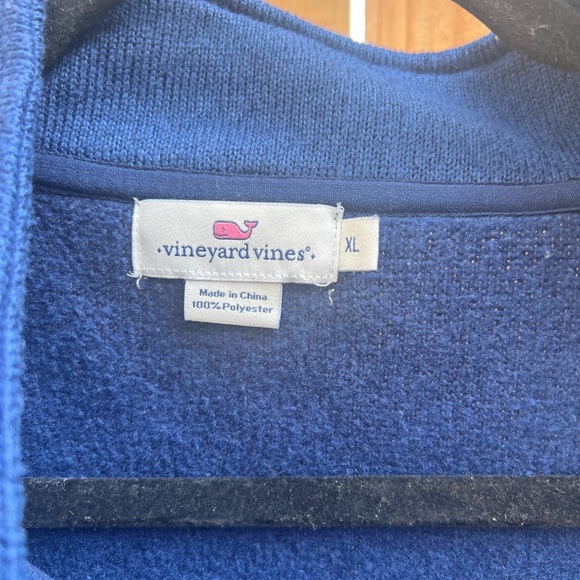 Vineyard Vines 1/4 Snap Navy Blue Sweater Womens XL Quilted Knit Diagonal Snap - Picture 2 of 5
